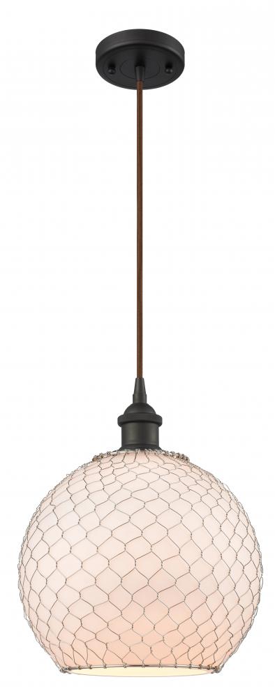 Farmhouse Chicken Wire - 1 Light - 10 inch - Oil Rubbed Bronze - Cord hung - Mini Pendant