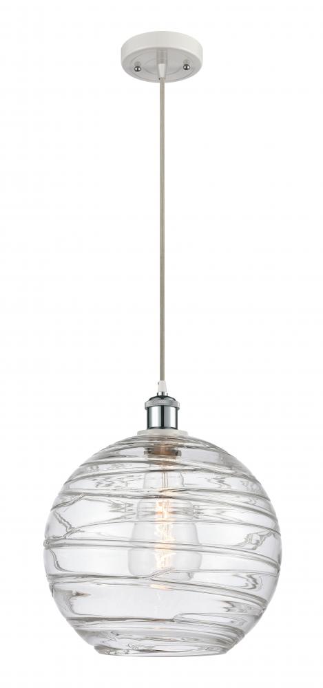 Athens Deco Swirl - 1 Light - 12 inch - White Polished Chrome - Cord hung - Mini Pendant