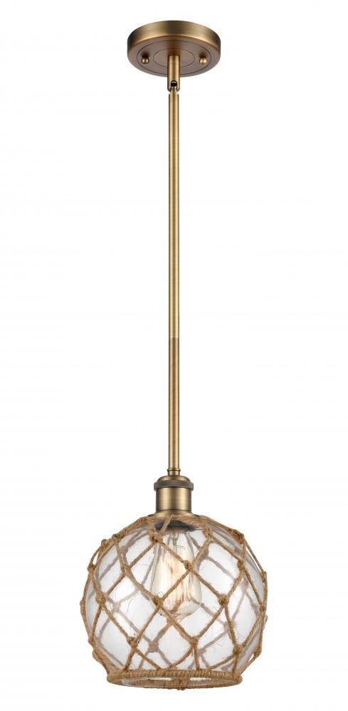 Farmhouse Rope - 1 Light - 8 inch - Brushed Brass - Mini Pendant