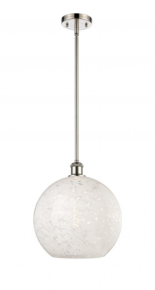 White Mouchette - 1 Light - 12 inch - Polished Nickel - Mini Pendant