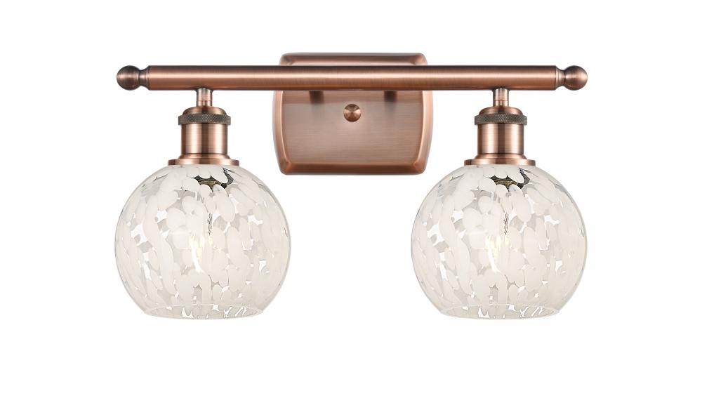 White Mouchette - 2 Light - 16 inch - Antique Copper - Bath Vanity Light