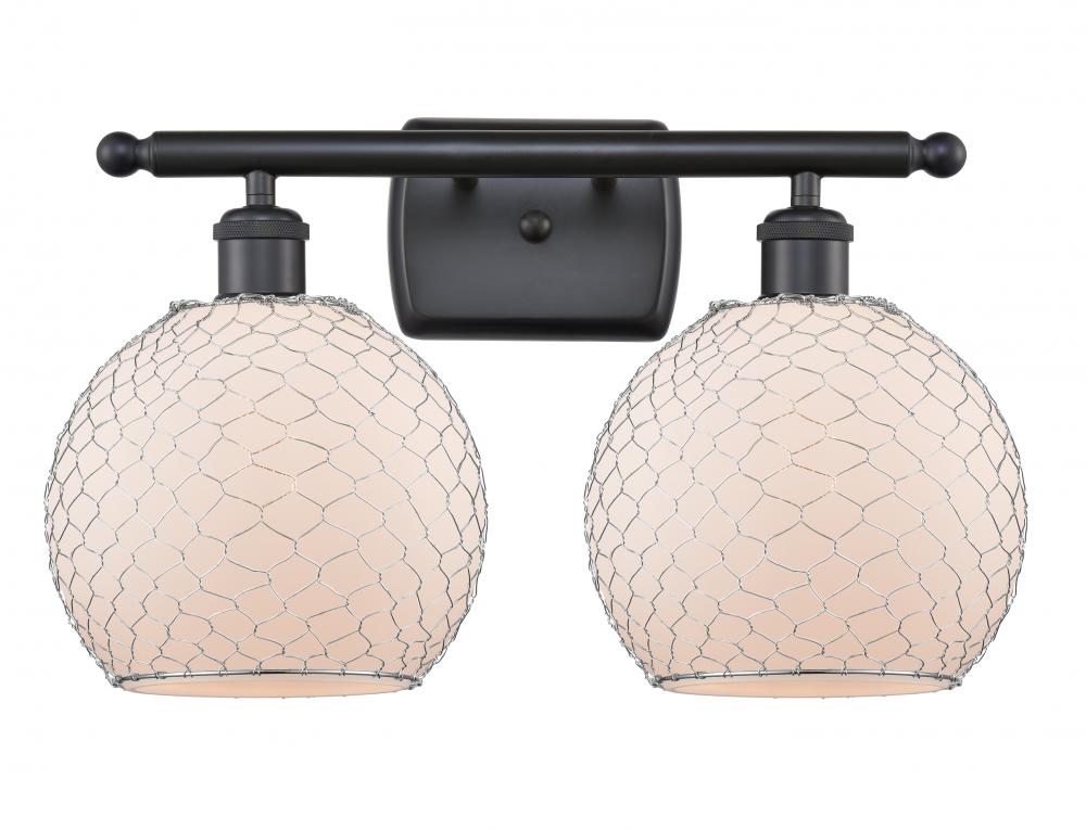 Farmhouse Chicken Wire - 2 Light - 18 inch - Matte Black - Bath Vanity Light