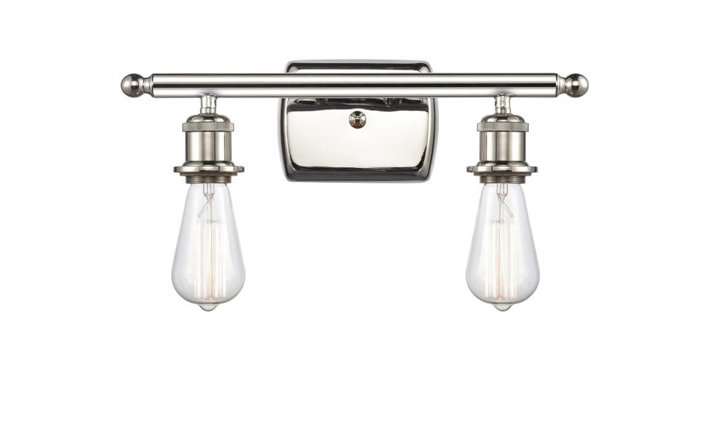 Bare Bulb - 2 Light - 16 inch - Polished Nickel - Bath Vanity Light