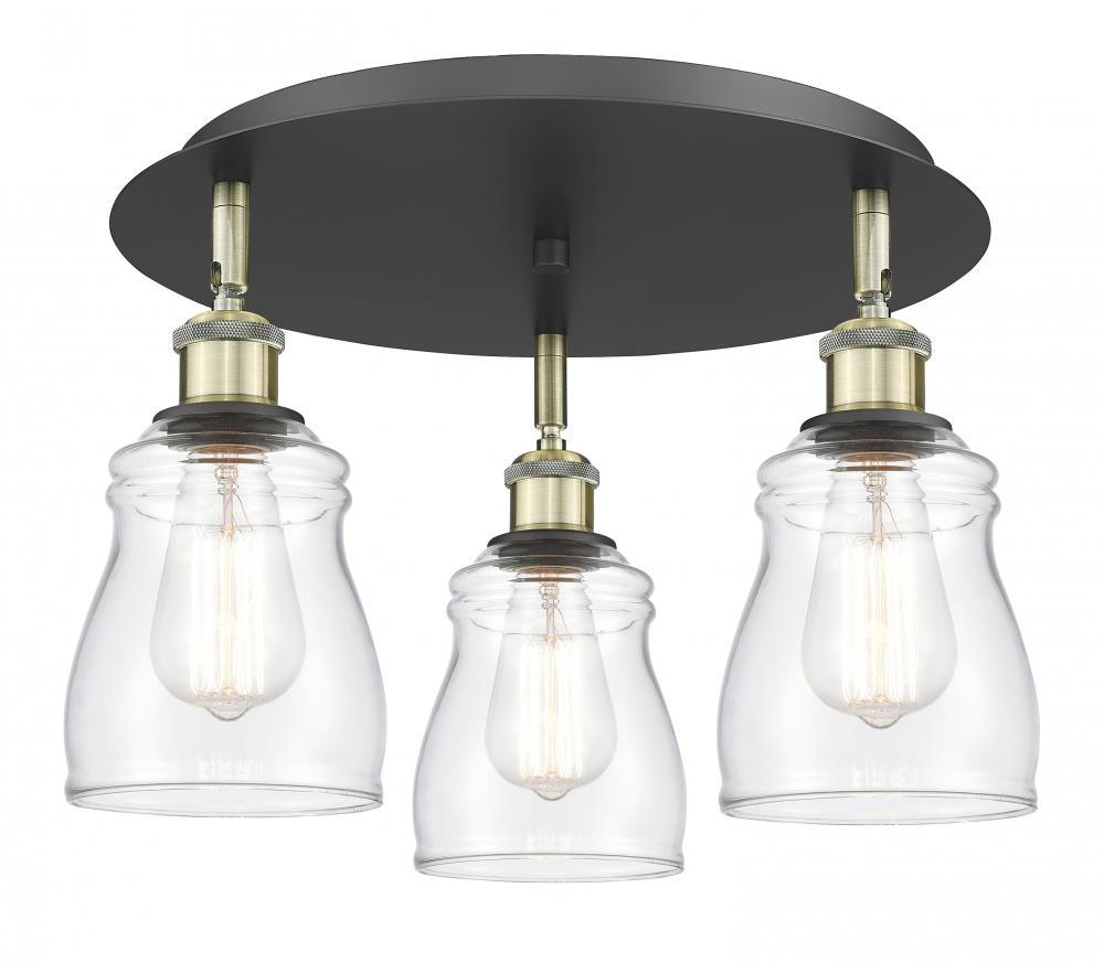 Ellery - 3 Light - 17 inch - Black Antique Brass - Flush Mount