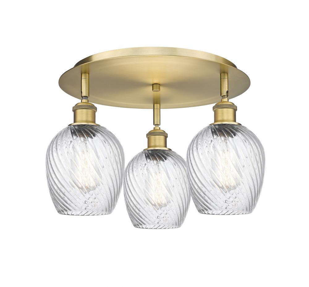 Salina - 3 Light - 18 inch - Brushed Brass - Flush Mount