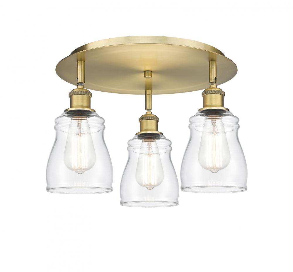 Ellery - 3 Light - 17 inch - Brushed Brass - Flush Mount