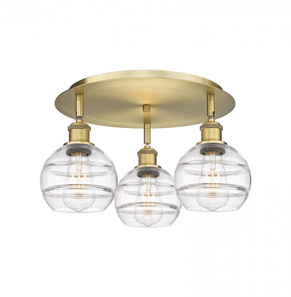 Rochester - 3 Light - 18 inch - Brushed Brass - Flush Mount