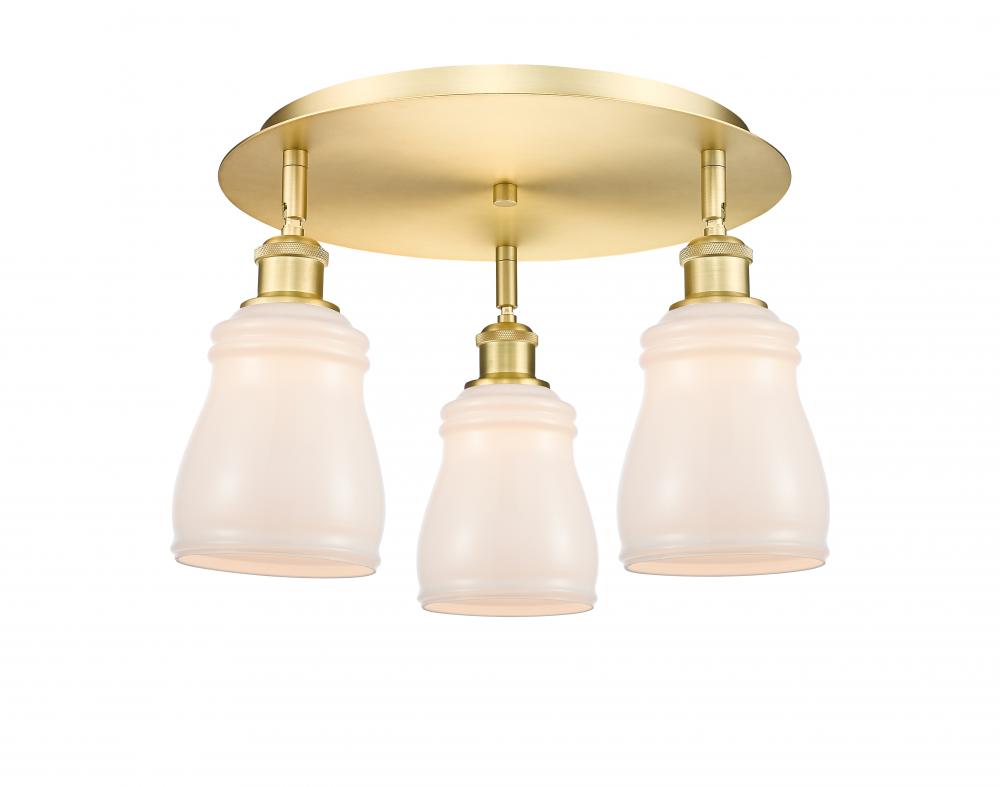 Ellery - 3 Light - 17 inch - Satin Gold - Flush Mount