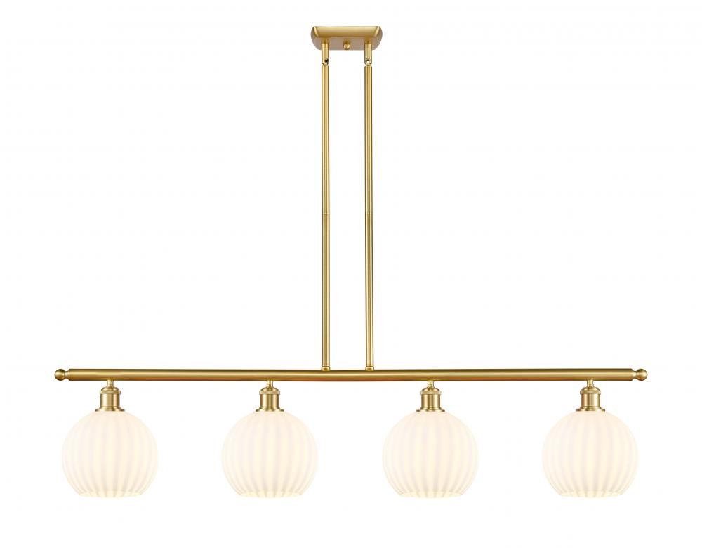 White Venetian - 4 Light - 48 inch - Satin Gold - Stem Hung - Island Light