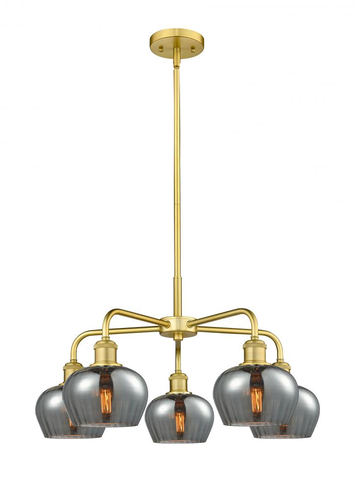 Fenton - 5 Light - 25 inch - Satin Gold - Chandelier