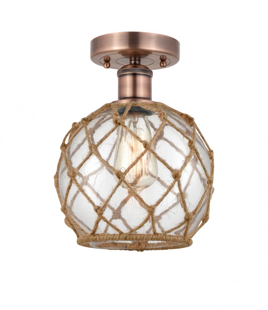 Farmhouse Rope - 1 Light - 8 inch - Antique Copper - Semi-Flush Mount