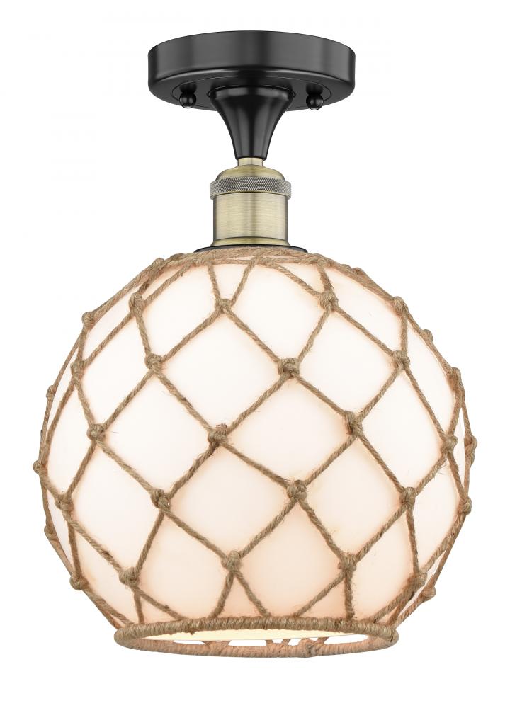 Farmhouse Rope - 1 Light - 10 inch - Black Antique Brass - Semi-Flush Mount