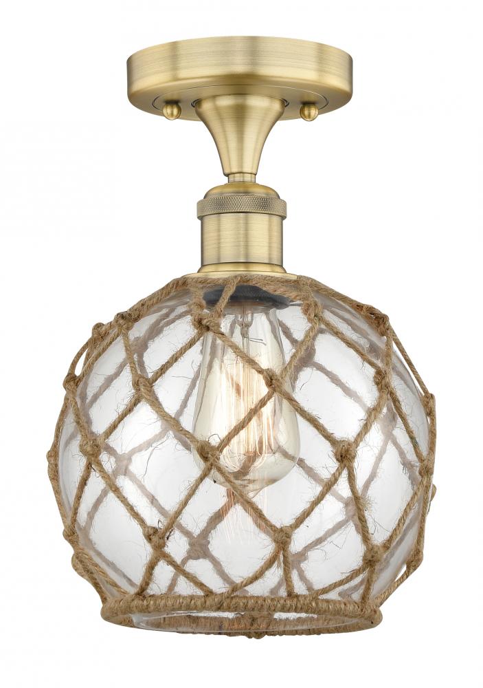 Farmhouse Rope - 1 Light - 8 inch - Brushed Brass - Semi-Flush Mount