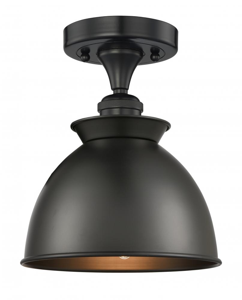 Adirondack - 1 Light - 8 inch - Matte Black - Semi-Flush Mount