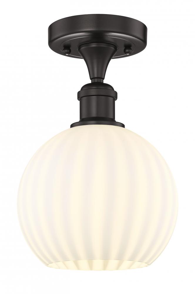 White Venetian - 1 Light - 8 inch - Oil Rubbed Bronze - Semi-Flush Mount