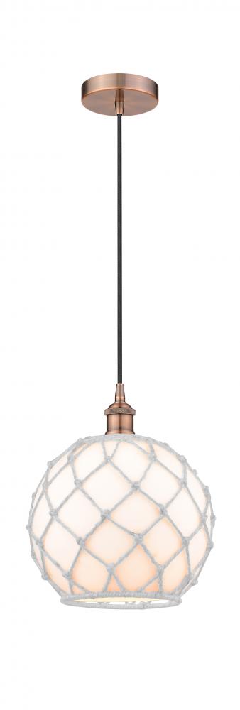 Farmhouse Rope - 1 Light - 10 inch - Antique Copper - Cord hung - Mini Pendant