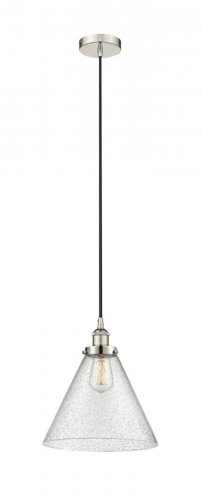 Cone - 1 Light - 12 inch - Polished Nickel - Cord hung - Mini Pendant