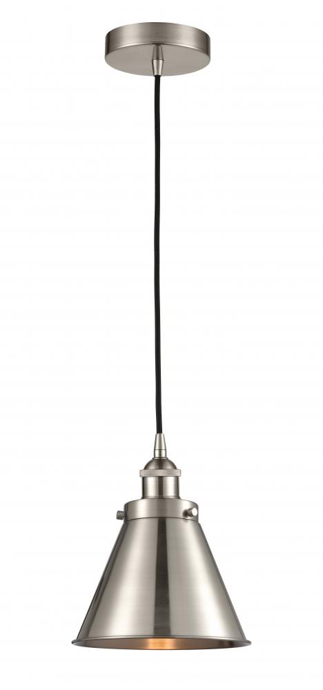 Appalachian - 1 Light - 8 inch - Brushed Satin Nickel - Cord hung - Mini Pendant