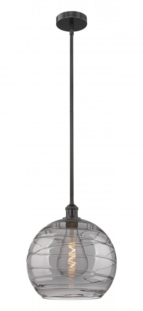 Athens Deco Swirl - 1 Light - 14 inch - Matte Black - Cord hung - Pendant