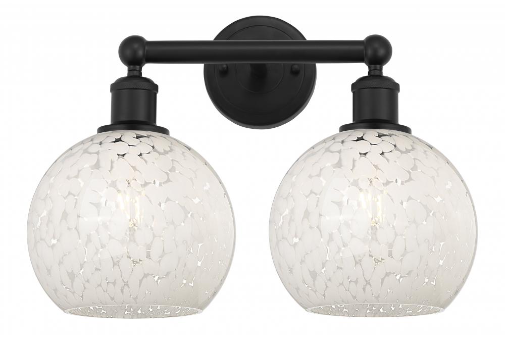 White Mouchette - 2 Light - 17 inch - Matte Black - Bath Vanity Light