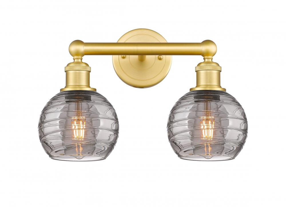 Athens Deco Swirl - 2 Light - 15 inch - Satin Gold - Bath Vanity Light