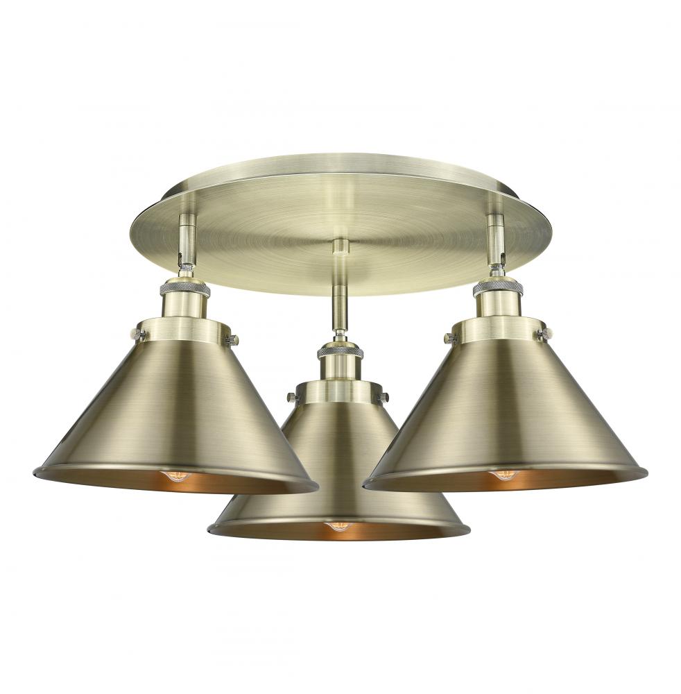 Ballston Urban - 3 Light - 20 inch - Antique Brass - Flush Mount