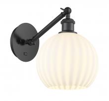 Innovations Lighting 317-1W-BK-G1217-8WV - White Venetian - 1 Light - 8 inch - Matte Black - Sconce