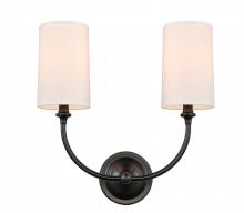 Innovations Lighting 372-2W-BK-S1-LED - Giselle - 2 Light - 15 inch - Matte Black - Sconce