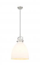 Innovations Lighting 410-1SL-SN-G412-14WH - Newton Bell - 1 Light - 14 inch - Satin Nickel - Pendant