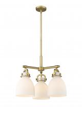 Innovations Lighting 410-3CR-BB-G412-7WH - Newton Bell - 3 Light - 21 inch - Brushed Brass - Pendant