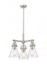 Innovations Lighting 410-3CR-SN-G411-7CL - Newton Cone - 3 Light - 21 inch - Satin Nickel - Pendant