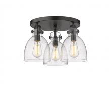 Innovations Lighting 410-3F-BK-G412-7SDY - Newton Bell - 3 Light - 18 inch - Matte Black - Flush Mount