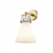 Innovations Lighting 411-1W-BB-G411-8WH - Newton Cone - 1 Light - 8 inch - Brushed Brass - Sconce