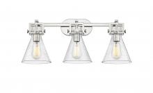 Innovations Lighting 411-3W-PN-G411-7SDY - Newton Cone - 3 Light - 27 inch - Polished Nickel - Bath Vanity Light