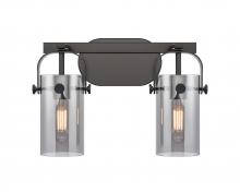 Innovations Lighting 423-2W-BK-G423-7SM - Pilaster II Cylinder - 2 Light - 15 inch - Matte Black - Bath Vanity Light