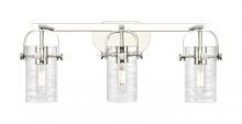 Innovations Lighting 423-3W-PN-G423-7DE - Pilaster II Cylinder - 3 Light - 25 inch - Polished Nickel - Bath Vanity Light