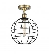 Innovations Lighting 516-1C-AB-CE-10-BK - Lake Placid - 1 Light - 10 inch - Antique Brass - Semi-Flush Mount