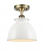 Innovations Lighting 516-1C-AB-M14-W - Adirondack - 1 Light - 8 inch - Antique Brass - Semi-Flush Mount