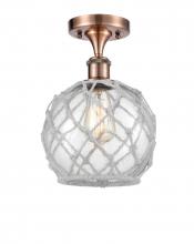 Innovations Lighting 516-1C-AC-G122-8RW - Farmhouse Rope - 1 Light - 8 inch - Antique Copper - Semi-Flush Mount