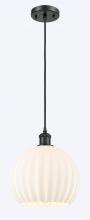 Innovations Lighting 516-1P-BK-G1217-10WV - White Venetian - 1 Light - 10 inch - Matte Black - Cord Hung - Mini Pendant