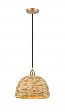 Innovations Lighting 516-1P-SG-RBD-12-NAT - Woven Rattan - 1 Light - 12 inch - Satin Gold - Mini Pendant