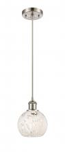 Innovations Lighting 516-1P-SN-G1216-6WM - White Mouchette - 1 Light - 6 inch - Brushed Satin Nickel - Cord Hung - Mini Pendant