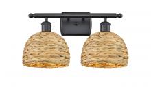 Innovations Lighting 516-2W-BK-RBD-8-NAT - Woven Rattan - 2 Light - 18 inch - Matte Black - Bath Vanity Light