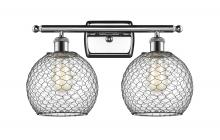  516-2W-PC-G122-8CBK - Farmhouse Chicken Wire - 2 Light - 18 inch - Polished Chrome - Bath Vanity Light