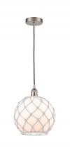 Innovations Lighting 616-1P-SN-G121-10RW - Farmhouse Rope - 1 Light - 10 inch - Brushed Satin Nickel - Cord hung - Mini Pendant