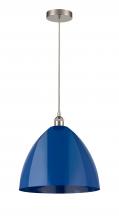 Innovations Lighting 616-1P-SN-MBD-16-BL - Plymouth - 1 Light - 16 inch - Brushed Satin Nickel - Cord hung - Mini Pendant