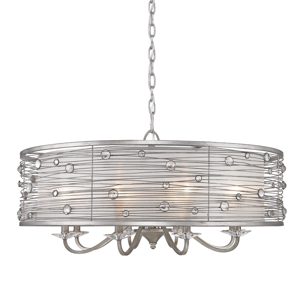 Joia 8 Light Chandelier in Peruvian Silver with Sterling Mist Shade