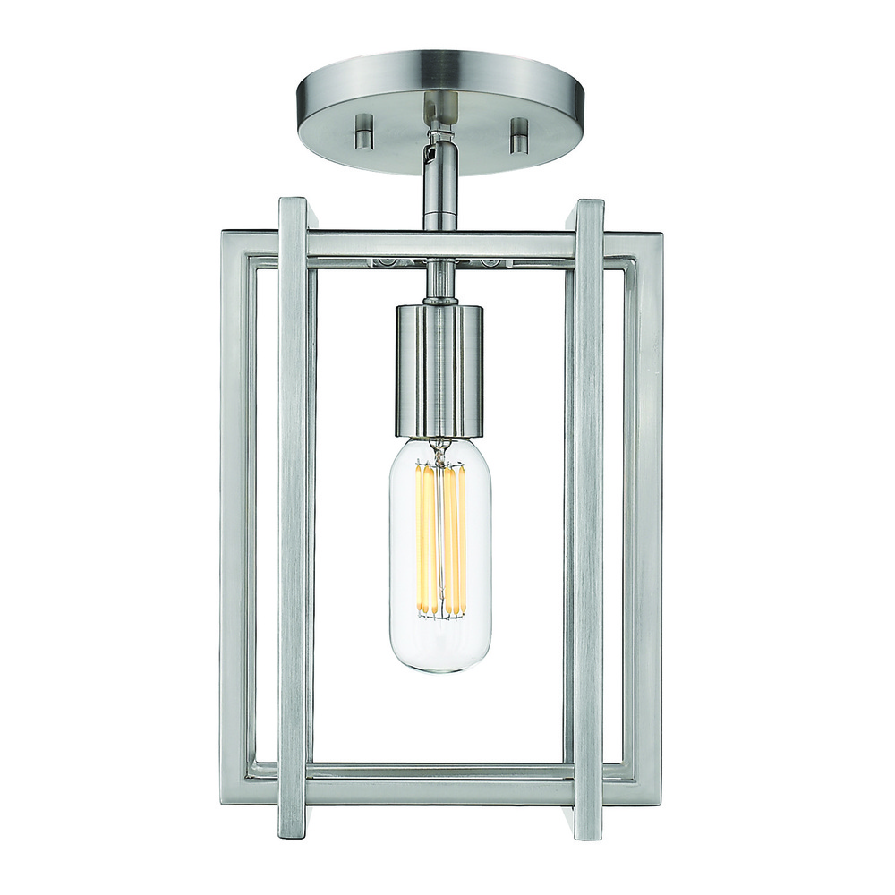 Tribeca 1-Light Semi-Flush in Pewter with Pewter Accents