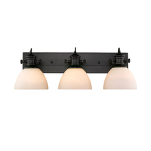 Golden 3118-BA3 BLK-OP - Hines 3-Light Bath Vanity in Matte Black with Opal Glass