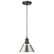 Golden 3306-S BLK-PW - Orwell 7.5" Wide Small Pendant in Matte Black with Pewter